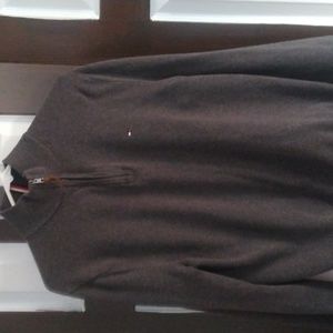 Men's Tommy Hilfiger gray sweater with partial zip